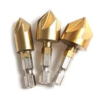 Preamer Lot de 3 forets coniques en titane à 5 cannelures à 90 degrés pour bois et métal, 12 mm, 16 mm, 19 mm