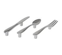 Preamer - Poignée créative en alliage de zinc chrome pour armoires de cuisine - Poignée à traction en forme de cuillère, fourchette, couteau - Pour placard, armoire, tiroir