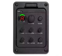 Préampli de guitare acoustique EQ à 4 bandes avec accordeur intégré, système de mélange de micro piézoélectrique, installation sans soudure, contrôle du volume des basses, des aigus et des encoches