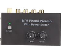 Préampli Phono, Mm Platine Vinyle Mini Audio Stéréo Hifi Phonographe Record Player Préamplificateur Avec Interrupteur D'Alimentation, Avec Adaptateur Dc 12V