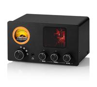 Préamplificateur à tubes Douk Audio TUBE-T5C : amplificateur pour casque avec VU-mètre, sélecteur RCA 4 voies, préampli à tubes avec contrôle de tonalité pour récepteurs, amplificateurs, enceintes, ca