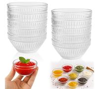 Prebarfun 10 Pièces Petits Bols en Verre 7.5cm, 75ml Mini Coupelle en Verre Empilables pour Les Bol Transparent pour Sauces, Garnitures, Snacks, Lavable au Lave-vaisselle
