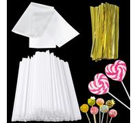 Prebarfun 100 Pièces Batonnet Pop Cake, Baton Sucette, Réutilisables Bâtonnets de Bonbons pour Faire des Bonbons Cupcakes Gâteaux Desserts