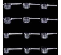 Prebarfun 12 Pcs Cuillère Doseuse en Plastique, 5g 7.5g 10g 15g 20g 25g Cuillère Doseuse Transparente, Cuillères Doseuses avec Graduation, pour Poudre, Café, Protéines en Poudre, Détergent, Cuisine
