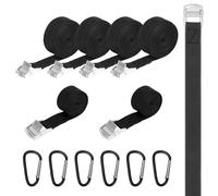 Prebarfun 12 Pcs Sangles d'arrimage, 3m/1.5m Sangle a Cliquet et 6 Petit Mousqueton, Sangle Arrimage avec Boucle de Serrage, Sangle de Serrage Charge, Sangles de Fixation pour Moto Voiture Bagage