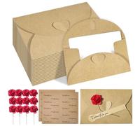 Prebarfun 20 Pièces Petite Enveloppes Kraft avec 20 Cartes en Papier Vierges & Autocollants, Mini enveloppes avec Fermeture Coeur pour Cartes Cadeaux DIY Graffiti