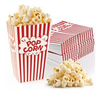Prebarfun 32 Pièces Boite a Pop Corn, Petit Pot Pop Corn Carton Rétro Rouges & Blanches pour Fêtes, Anniversaires Parties, Film Nuits, Mariage, Snacks Bonbons, Collations Chips (7x5x11.5 cm)