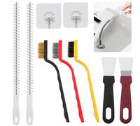 Prebarfun 9 Pcs Brosse de Nettoyage des Interstices Set, Brosse Nettoyage avec Grattoir et Crochet, 45CM Brosse Bouteille Tube de Paille, Brosse Joint Carrelage pour Salle de Bain Cuisine Fenêtres