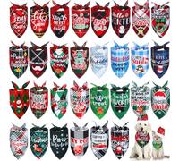 Preboun Lot de 30 Bandanas de Noël à Carreaux pour Chien en Vrac, écharpes triangulaires réglables et lavables pour Chiens de Petite et Moyenne Taille