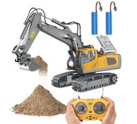 PREBOX 2.4GHz Jouet Pelleteuse Télécommandée Rechargeable RC Jaune ｜ Tracteur Telecommandé Enfant 6-10+ Ans avec Lumière et Son