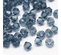 Preciosa Lot de 40 perles de cristal de Bohême, 4 mm, double cône, perles tchèques, taillées en verre, bicone (indicolite)
