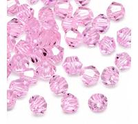 Preciosa Lot de 40 perles de cristal de Bohême, à double cône, 4 mm, tchèque, en verre, bicone (rose)