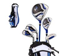 PRECISE X7 L'ensemble Junior Comprend : conducteur (38,1 cm), Bois Hybride (22), 6/7, Fer #9/p (1 pièce), Putter, Sac de Support Bonus et 2 Couvre-têtes Mixte Adolescent, Bleu 9-12 Ans, Main Gauche