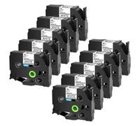 PrecisGear 10pk 12 mm 18 mm Noir sur Bande étiquette laminée Blanche Compatible avec TZ641 TZ631 TZE231 pour d'étiquette(10PK Black on Gold)
