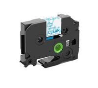 PrecisGear 18mm TZ Étiquette Blanche Ruban Lamination Tze231 TZE241 TZE251 TZE221 Compatible avec l'imprimante d'étiquette PT H100 PT D600(Blue on Clear)