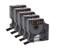PrecisGear 5pcs 45013 Black on White Compatible with D1 Tape 45010 45018 45021 Works LabelManager 160 280 260D Label Printing(Gold on Black)