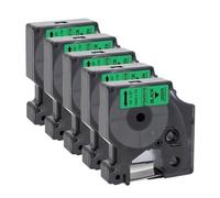 PrecisGear 5pcs 45013 Black on White Compatible with D1 Tape 45010 45018 45021 Works LabelManager 160 280 260D Label Printing(Black on Green)
