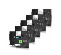 PrecisGear 5pk 12 mm Flexible ID Wire Étiquette Tape Compatible TZe FX231 FX231 D600 D210 P700 P710BT(12mm Black on White)