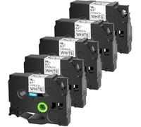 PrecisGear 5pk ID Flexible Laminat 18 mm Compatible avec Tze-Fx241 Ruban d'étiquette Noir sur Cassette de Cartouche Blanche pour imprimante étiquette Ajustement de Tiers Remplacement