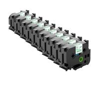 PrecisGear Couleurs mélangées Rubans étiquette 18 mm x 8m Blanc laminé Compatible avec pour PTE550W PTD600 PTP710BT(10pk Green on White)