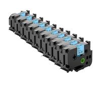 PrecisGear Couleurs mélangées Rubans étiquette 18 mm x 8m Blanc laminé Compatible avec pour PTE550W PTD600 PTP710BT(10pk Black on Blue)