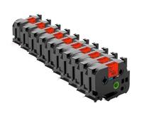 PrecisGear Couleurs mélangées Rubans étiquette 18 mm x 8m Blanc laminé Compatible avec pour PTE550W PTD600 PTP710BT(10pk Black on Red)