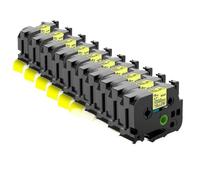 PrecisGear Couleurs mélangées Rubans étiquette 18 mm x 8m Blanc laminé Compatible avec pour PTE550W PTD600 PTP710BT(10pk Fluorescent YL)