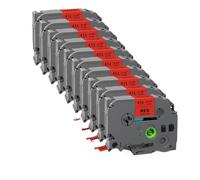 PrecisGear Lot de 10 Rubans d'étiquettes compatibles Tze231 for imprimantes, Disponibles en Tailles de 12 mm, compatibles avec Tze221, Tze211, Tze241 et Tze251.(12mm10PK Black on Red)
