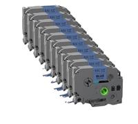 PrecisGear Lot de 10 Rubans d'étiquettes compatibles Tze231 for imprimantes, Disponibles en Tailles de 24 mm, compatibles avec Tze221, Tze211, Tze241 et Tze251.(24mm10PK Black on Blue)