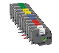 PrecisGear Lot de 10 Rubans d'étiquettes compatibles Tze231 for imprimantes, Disponibles en Tailles de 24 mm, compatibles avec Tze221, Tze211, Tze241 et Tze251.(24mm10PK 5Mixed Colors)