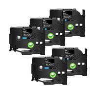 PrecisGear Lot de 3/5/10 Rubans AZE-231 12 mm compatibles avec TZ-231 et TZe-241. Ruban d'étiquetage laminé Noir sur Blanc 12 mm.(5PK White on Black)