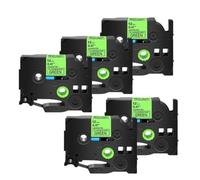 PrecisGear Lot de 3/5/10 Rubans AZE-231 12 mm compatibles avec TZ-231 et TZe-241. Ruban d'étiquetage laminé Noir sur Blanc 12 mm.(5PK Fluor Green)
