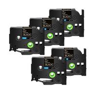 PrecisGear Lot de 3/5/10 Rubans AZE-231 12 mm compatibles avec TZ-231 et TZe-241. Ruban d'étiquetage laminé Noir sur Blanc 12 mm.(5PK Gold on Black)