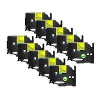 PrecisGear Lot de 3/5/10 Rubans AZE-231 12 mm compatibles avec TZ-231 et TZe-241. Ruban d'étiquetage laminé Noir sur Blanc 12 mm.(10PK Fluor Yellow)