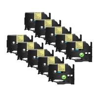 PrecisGear Lot de 3/5/10 Rubans AZE-231 12 mm compatibles avec TZ-231 et TZe-241. Ruban d'étiquetage laminé Noir sur Blanc 12 mm.(10PK Black on Gold)