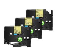 PrecisGear Lot de 3/5/10 Rubans AZE-231 12 mm compatibles avec TZ-231 et TZe-241. Ruban d'étiquetage laminé Noir sur Blanc 12 mm.(3PK Black on Gold)