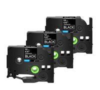 PrecisGear Lot de 3/5/10 Rubans AZE-231 12 mm compatibles avec TZ-231 et TZe-241. Ruban d'étiquetage laminé Noir sur Blanc 12 mm.(3PK White on Black)