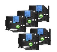 PrecisGear Lot de 3/5/10 Rubans AZE-231 12 mm compatibles avec TZ-231 et TZe-241. Ruban d'étiquetage laminé Noir sur Blanc 12 mm.(5PK Black on Blue)