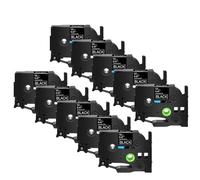 PrecisGear Lot de 3/5/10 Rubans AZE-231 12 mm compatibles avec TZ-231 et TZe-241. Ruban d'étiquetage laminé Noir sur Blanc 12 mm.(10PK White on Black)