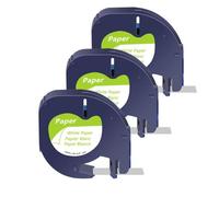 PrecisGear Lot de 3, 5 ou 10 Rubans d'étiquettes Letra 12 mm en Plastique, compatibles avec A16952, A16951 et A12267 for étiqueteuse QX50(3PK White-Paper)