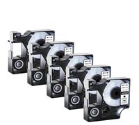 PrecisGear Lot de 5 Rouleaux compatibles avec d'étiquettes D1 45013 45010 45018 45803 45023 45024 160 280 (12 mm)(White on Clear)