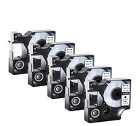 PrecisGear Lot de 5 Rouleaux compatibles avec d'étiquettes D1 45013 45010 45018 45803 45023 45024 160 280 (12 mm)(Black on Clear)