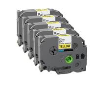 PrecisGear Ruban adhésif TzeS231, 12mm, 5 pièces, Compatible avec Les Rubans adhésifs faciles S231 TzeS131 TzeS631 TzeSM931, Fabricant d'étiquettes(5PK Black on Yellow)