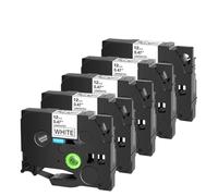 PrecisGear Tapis étiquette laminé Standard 5pk 6 mm 9 mm 12 mm 18 mm 24 mm Noir sur Cassette Blanche Compatible avec PT-1000 PT-H101C