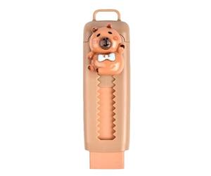 Precision Correction, Capybara Retractable Eraser, 3.23x0.98 Inch Pen Style with Push-Pull Slide, Durable Rubber Refill, Cute Stationery with Cartoon Style, School Supplies for Kids