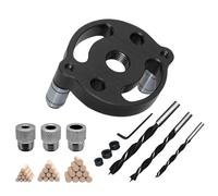 Precision Dowel Jig Tool, Self Centering Drill Guide, Adjustable Hole Locator with Easy Clamp Feature, Sturdy Alloy Woodworking Tool, Portable Drilling Aid, Woodworker Handyman Home Project Use