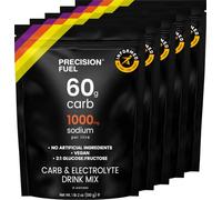 Precision Fuel Carb& Electrolytes Mélange en poudre pour boisson énergétique haute performance,60g glucides et 1000mg sodium/L,goût agrumes,pour entraînements intensifs et sports d’endurance(lot de 5)