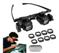 Precision LED Magnifier for Electronics & Crafts, Magnifying Glasses with Dual LED Lights, Wearable, Interchangeable Lenses 2X 4X 6X 8X 10x 12x 24x (Group4, Set1)