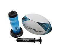 Precision Play Ensemble d'entraînement de Rugby, Ballon de Taille 4, Tee de Frappe, Bouteille d'eau, Pompe et Sac de Transport, équipement d'entraînement de Rugby et kit Cadeau pour Jeunes Joueurs,