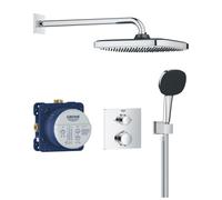 Precision Set de douche encastrée avec mitigeur thermostatique + Douche de tête + Douchette 2 jets, chrome (G34882000)